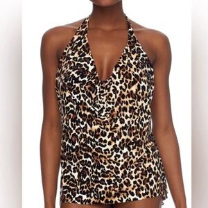 Magicsuit Leopard Sophie Underwire Tankini Swimwear Halter Top Women’s Size 16